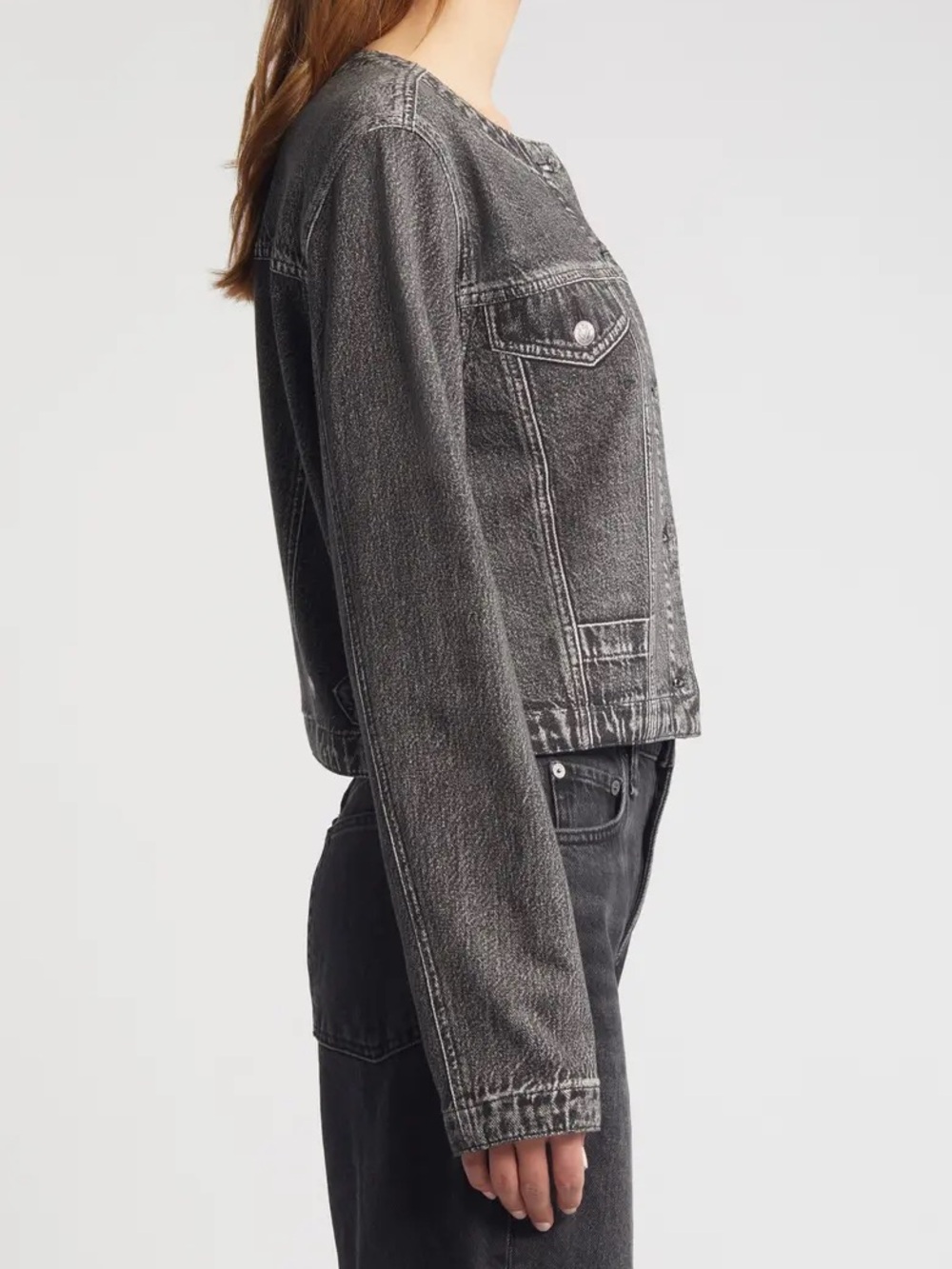 Rag And Bone Miramar Cora Denim Jacket SzXL Altered Sleeve - Picture 2 of 11